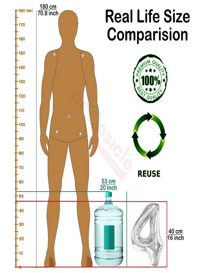 بروبسيكل بالون بروبسيكل فضي على شكل الرقم 4 مقاس 16 بوصة، مصنوع من رقائق معدنية، مثالي لتزيين حفلات أعياد الميلاد، مناسب للأطفال والكبار، كخلفية لحفلات الذكرى السنوية، أو لتزيين طاولة الكيك، أو كجلسة تصوير، أو كمستلزمات للحفلات. - Image 2